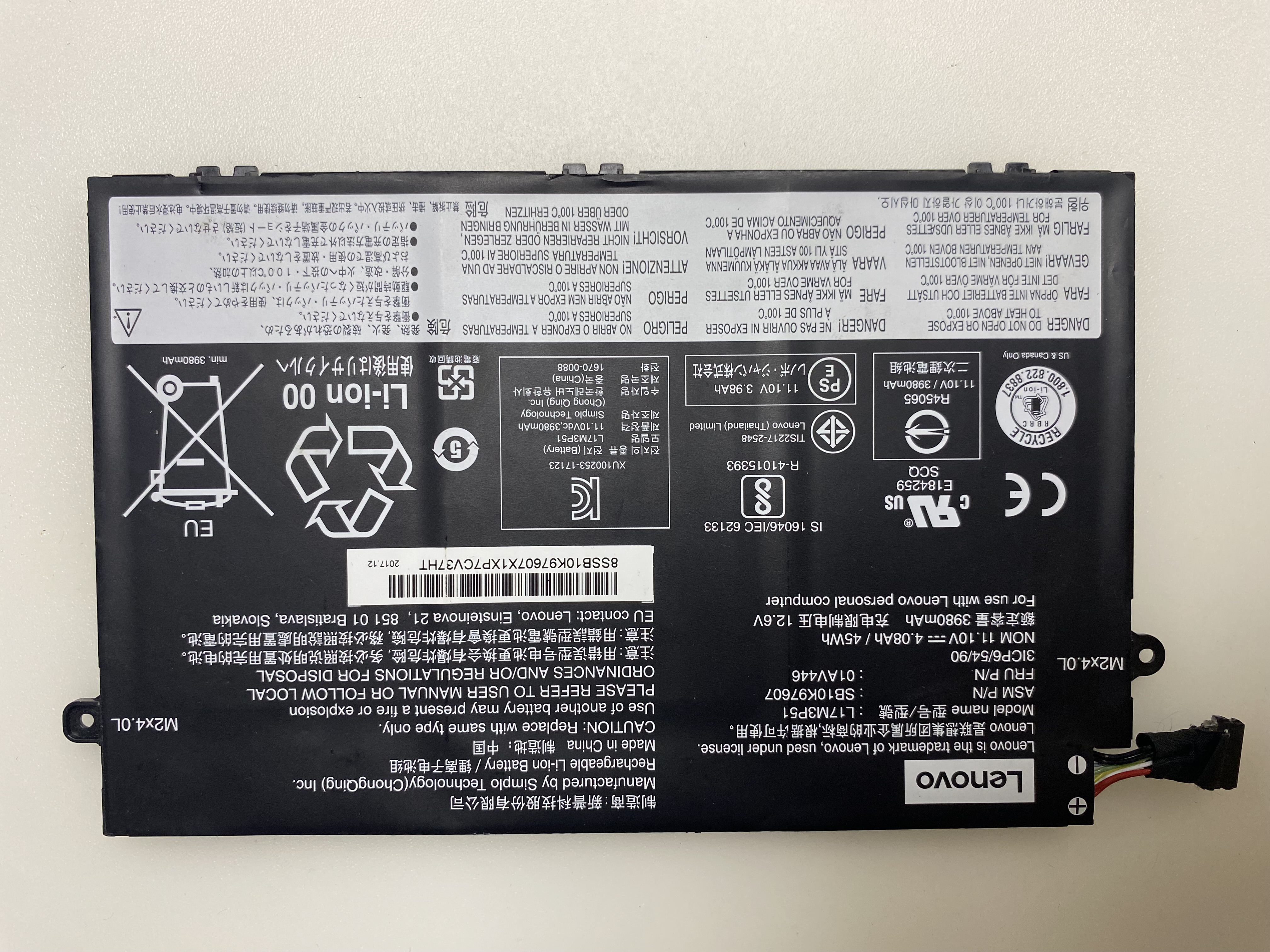 LENOVO Thinkpad L17C3P51, L17L3P51, L17M3P51, L17M3P52 Notebook Batarya