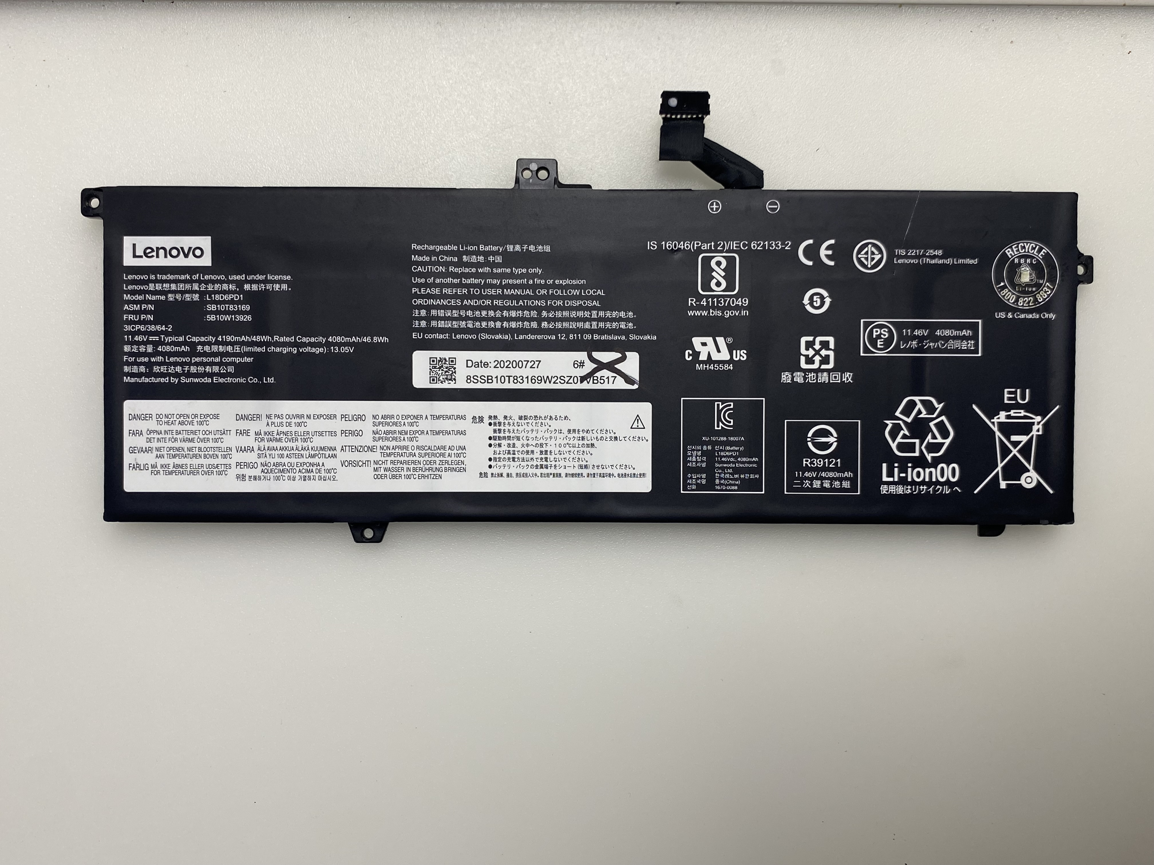 L18D6PD1  Lenovo ThinkPad X390 X395 X13 Gen 1 (L18M6PD1 / L18M6PD2 / L18C6PD1 / L18D6PD1) BATARYA